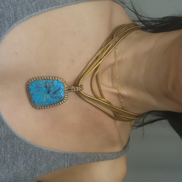 Stephen Dweck Gold and Blue Turquoise Necklace - Picture 7 of 7